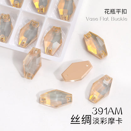 Factory wholesale flat buckle flat bottom hand-stitched rhinestone vase crystal stone ultra-glitter scratch-free packaging glass diamond