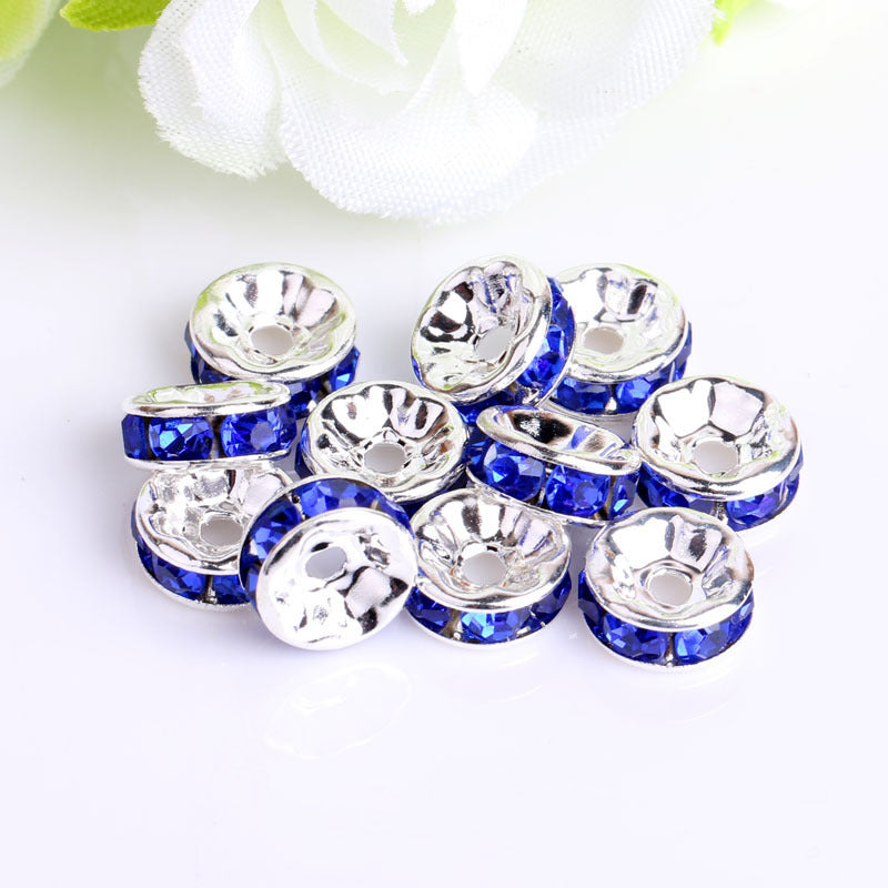 Handmade accessories diamond ring bead separator color bracelet diamond encrusted spacer wheel rim 6 8 10 12mm DIY jewelry accessories
