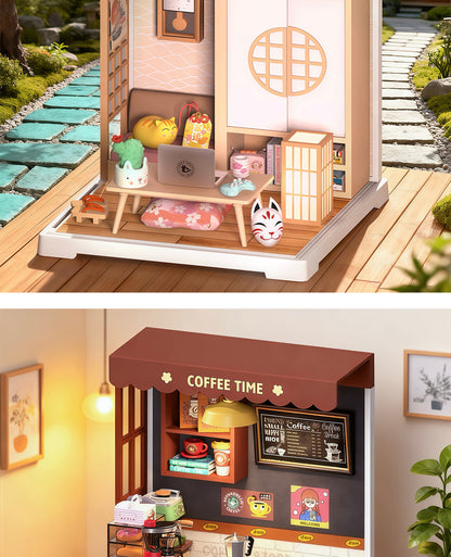 Kids handmade DIY cabin assembly miniature scene coffee house model toy mini three-dimensional puzzle small gift