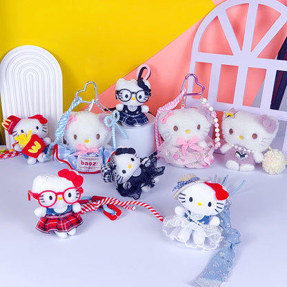 Creative miu plush kitty cat keychain bag pendant cute couple DIY doll keychain pendant