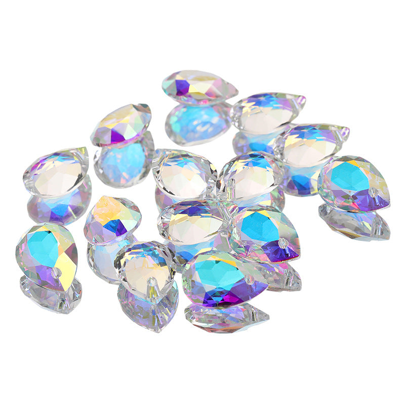 K9 High-End Waterdrop Single-Hole Glass Pendant with Perforated 10*14 Pointed Base Rhinestone Accessories for Wedding Dresses, Shoes, and Bags
