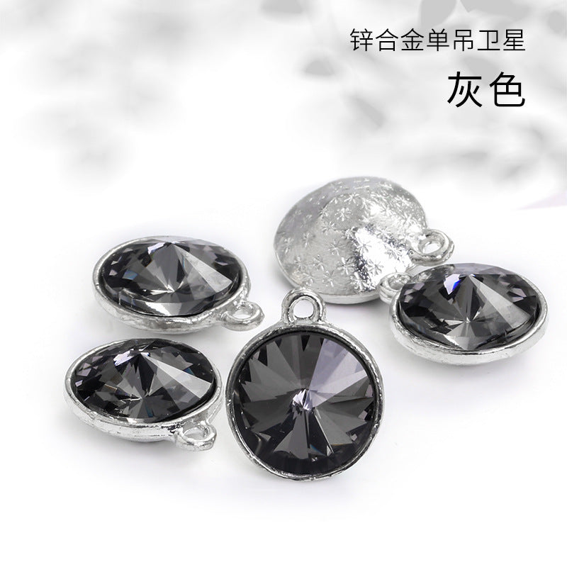 12mm zinc alloy satellite single pendant bag, necklace, bracelet, clothing decoration, accessory satellite shape round single-hole pendant