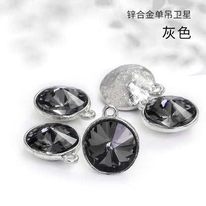 12mm zinc alloy satellite single pendant bag, necklace, bracelet, clothing decoration, accessory satellite shape round single-hole pendant