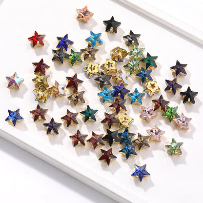 New 10mm five-pointed star hand-stitched glass thickened claw drill 3D DIY wedding dress, clothing, shoes, bags, hair clips, accessories