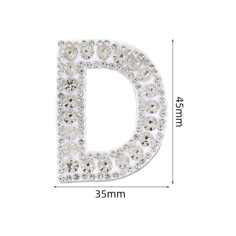 Full diamond letters DIY clothing accessories, white rhinestone hot simmer patches, hot patch English 26 letters