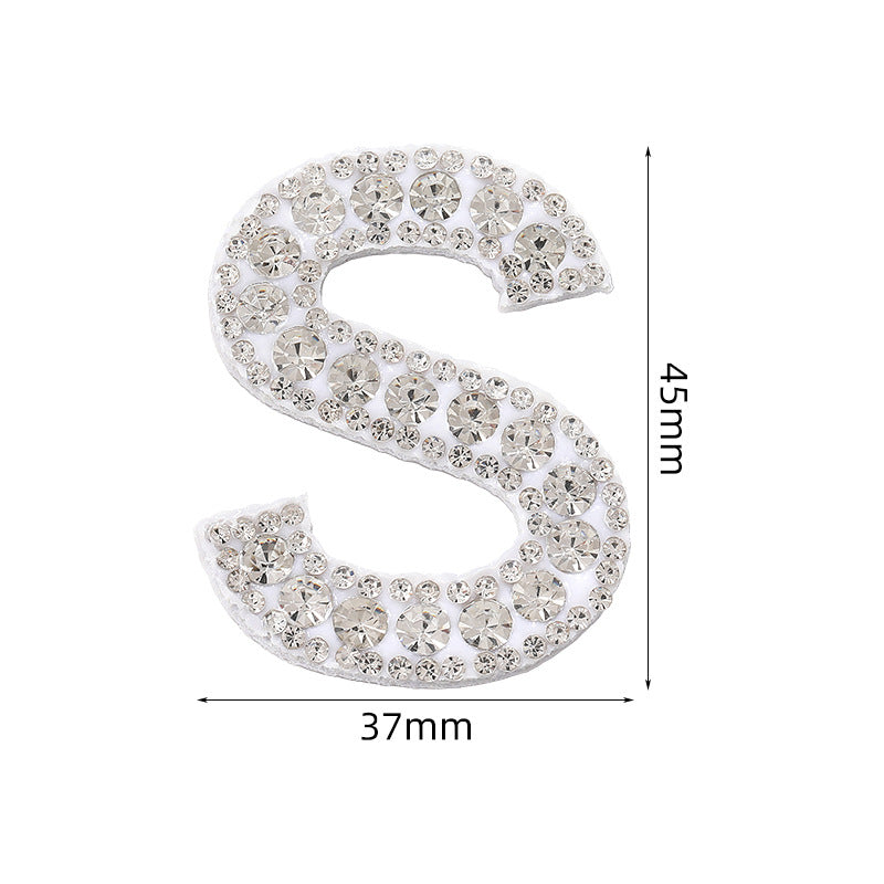 Full diamond letters DIY clothing accessories, white rhinestone hot simmer patches, hot patch English 26 letters