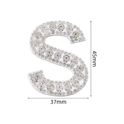 Full diamond letters DIY clothing accessories, white rhinestone hot simmer patches, hot patch English 26 letters