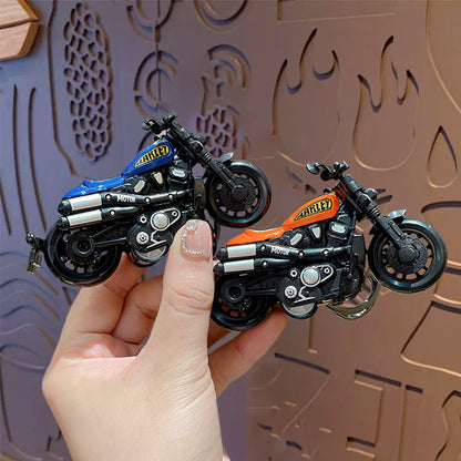 Creative Cartoon Alloy Harley Pull-Back Car Keychain - School Bag Car Pendant Toy Model Gift