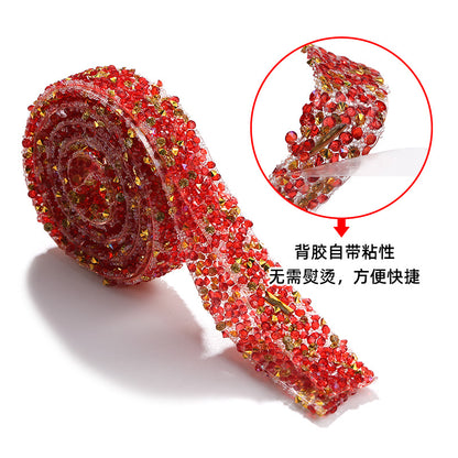New colorful diamond strip, 1.2cm peel-off, instant adhesive gold resin diamond double-sided tape DIY shoe, bag, headband, accessories