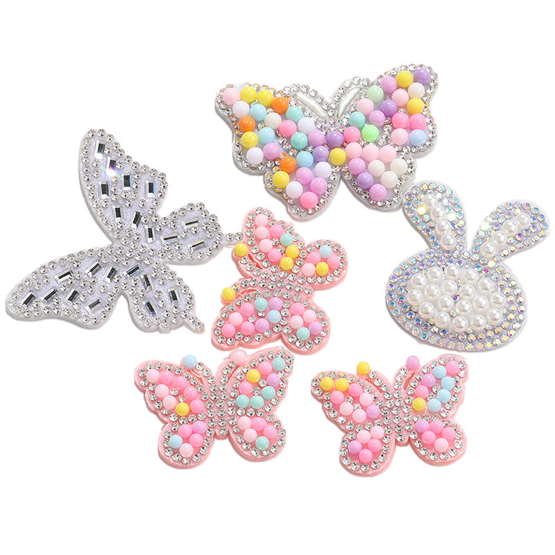 Rabbit Rhinestone Pearl Patch - Hot Diamond Sticker Clothes Shoes Flower Hair Accessories