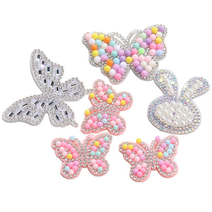 Rabbit Rhinestone Pearl Patch - Hot Diamond Sticker Clothes Shoes Flower Hair Accessories