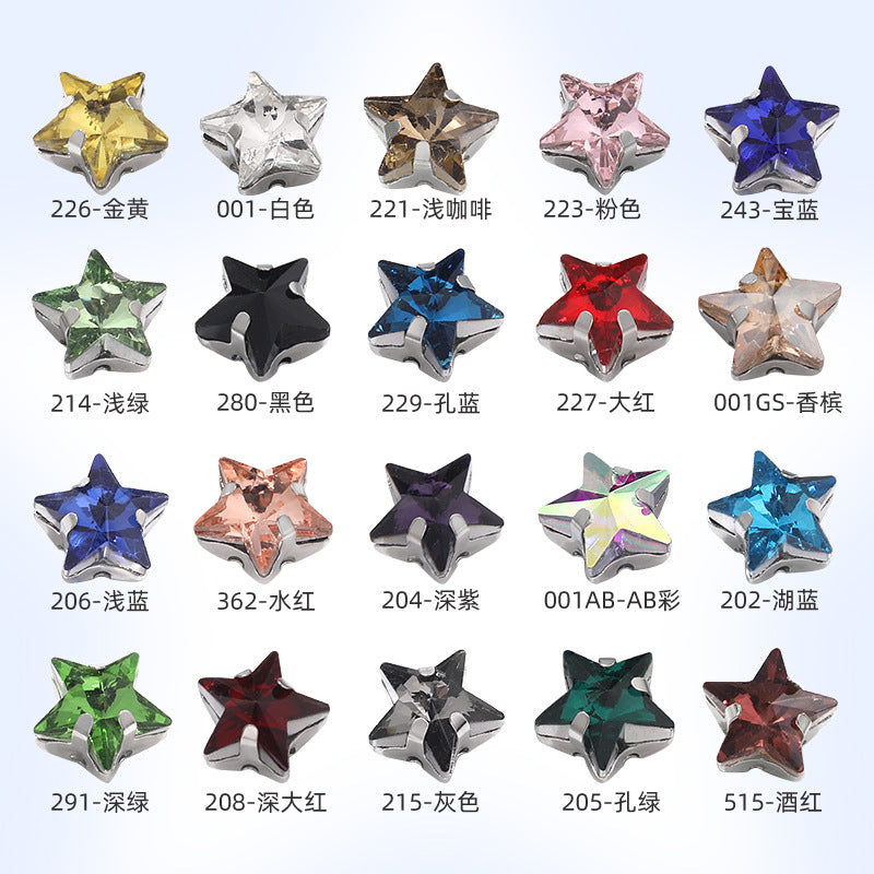 Best-selling 10mm five-pointed star stainless steel claw drill, ultra-glitter five-pointed star nail art clothing DIY accessory glass diamond