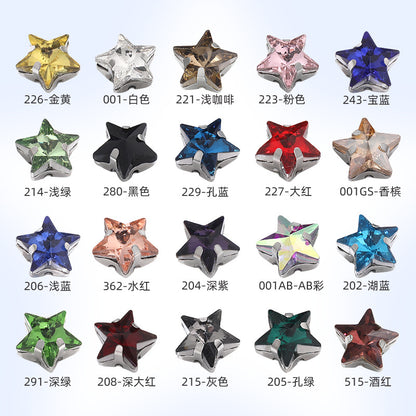 Best-selling 10mm five-pointed star stainless steel claw drill, ultra-glitter five-pointed star nail art clothing DIY accessory glass diamond