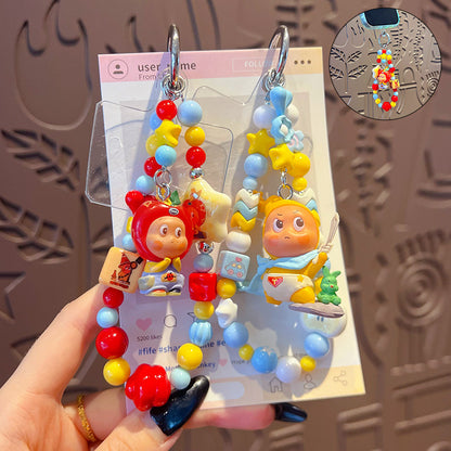 DIY small-nosed star man beaded phone chain pendant, women's bag, doll key chain, small drop doll charm