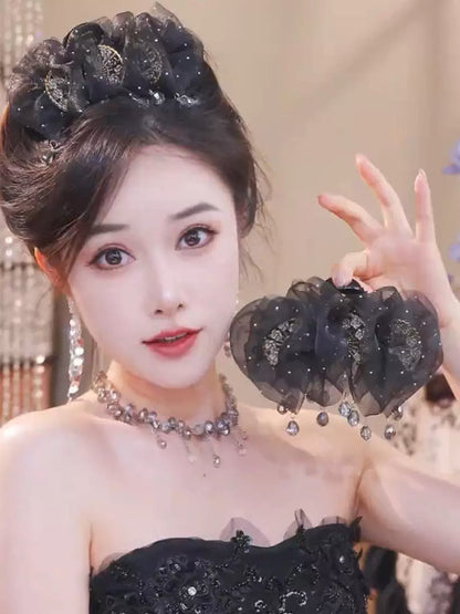 High-end pleated cloud bubble clip for women, 2026 new style back of head updo, hair clip flower Chinese-style hair accessory
