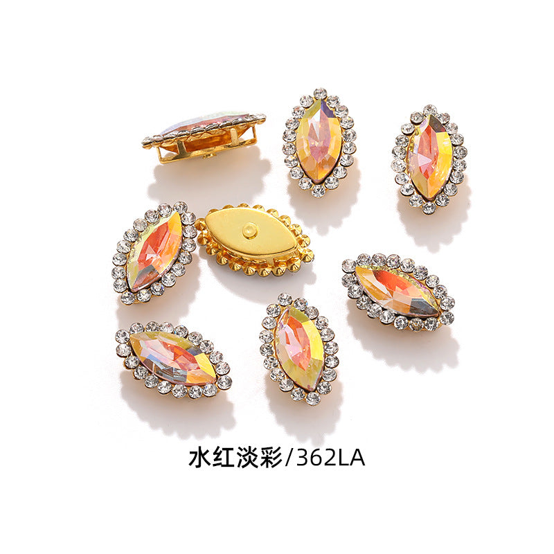 Horse Eye Sunflower Double-layer Hand-Stitched Diamond Shaped Edge Glass Diamond Clothing Bag DIY Accessories Manufacturer Wholesale