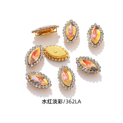 Horse Eye Sunflower Double-layer Hand-Stitched Diamond Shaped Edge Glass Diamond Clothing Bag DIY Accessories Manufacturer Wholesale