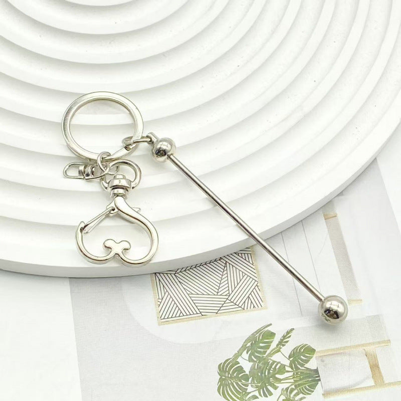 Creative DIY beaded keychain new color metal keychain electroplating gift bag hanging ornament spot wholesale