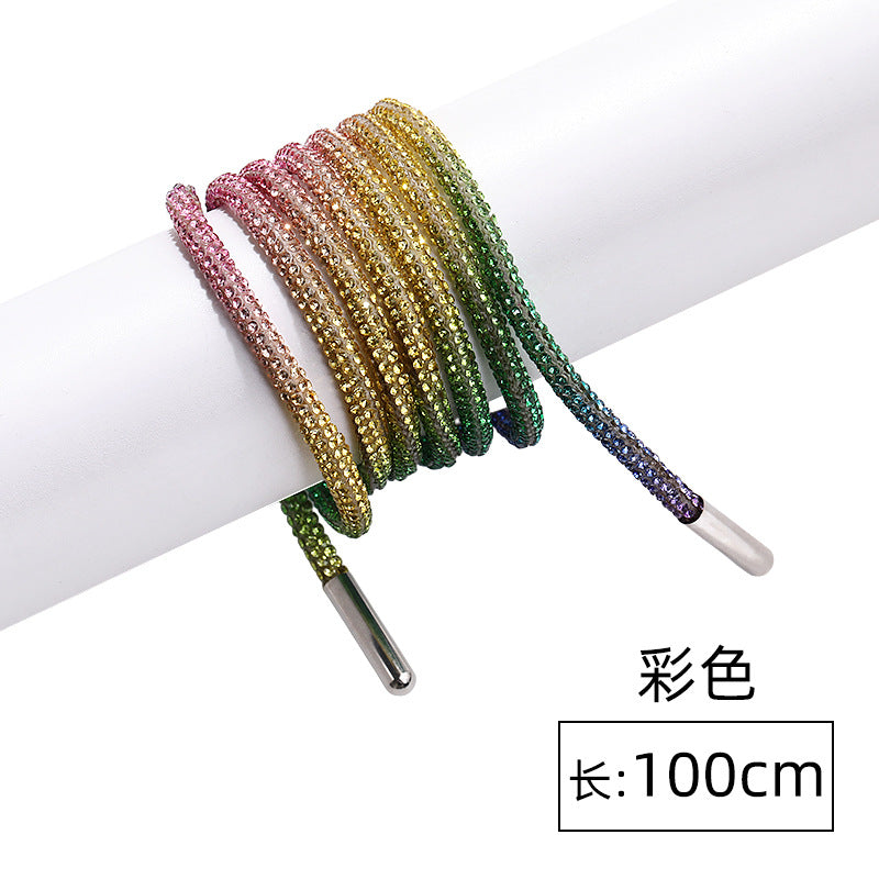 Crystal cord, drill rope, full diamond, ultra-glitter round soft tube, 6-row drill rope, coat strap, hat strap, shoelace, bag and pants strap, DIY accessory for accessories