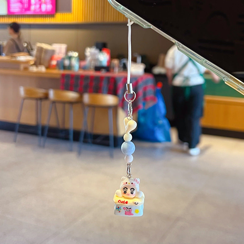 Original handmade DIY cute cat mobile phone chain lanyard car bag beaded keychain doll pendant