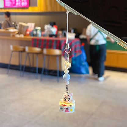 Original handmade DIY cute cat mobile phone chain lanyard car bag beaded keychain doll pendant