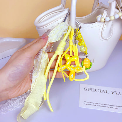 Creative DIY guitar balloon dog keychain pendant cute girly heart miu series bag pendant accessories trinkets