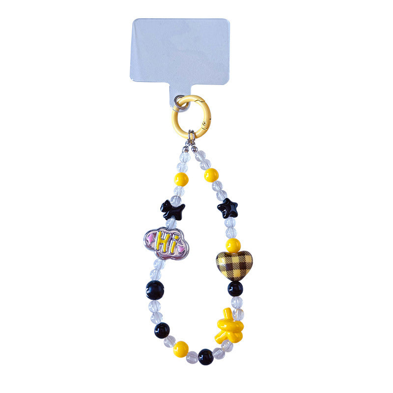 creative dopamine beading mobile phone chain keychain pendant cute car keychain bag pendant wholesale