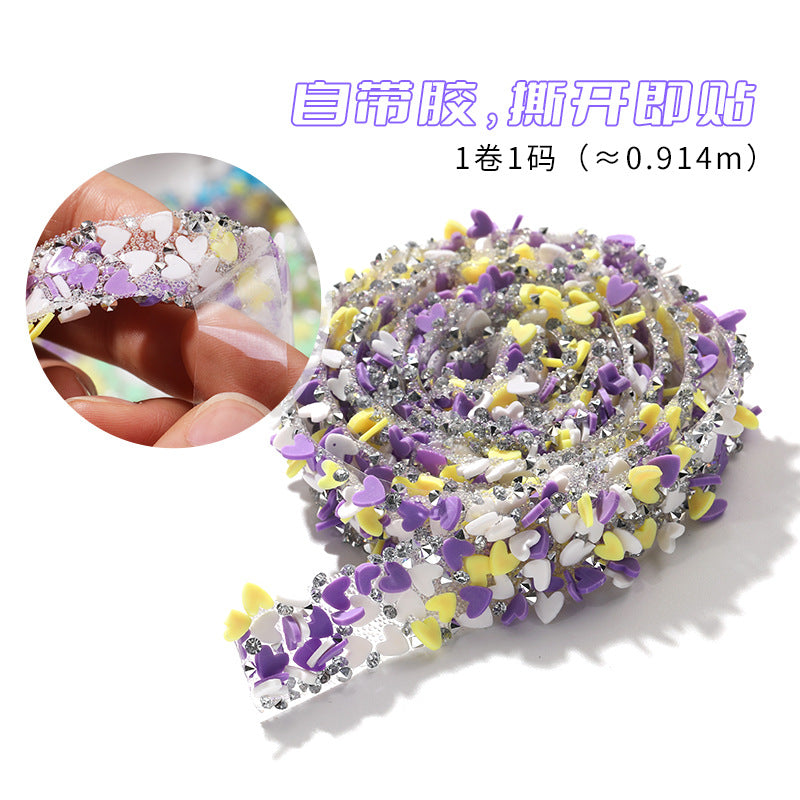 Tear off and stick love soft pottery shard drill tape adhesive self-adhesive process DIY jewelry clothing accessories bow drill belt