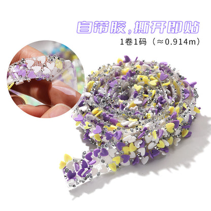 Tear off and stick love soft pottery shard drill tape adhesive self-adhesive process DIY jewelry clothing accessories bow drill belt