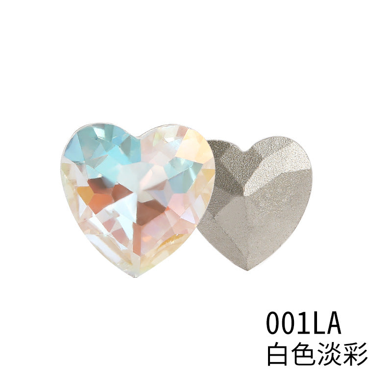 Xichuan heart-shaped light color LA series peach heart pointed bottom glass rhinestone DIY phone case accessories pointed bottom diamond sticker