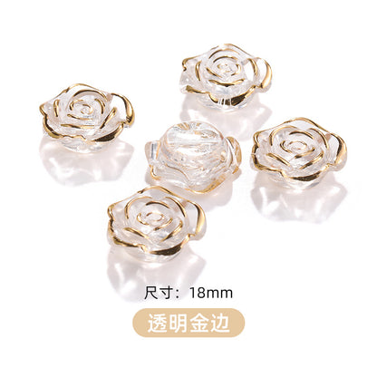 High-Gloss ABS Imitation Pearl Beads - Perforated Beige White Camellia Hairpin Jewelry DIY Accessories