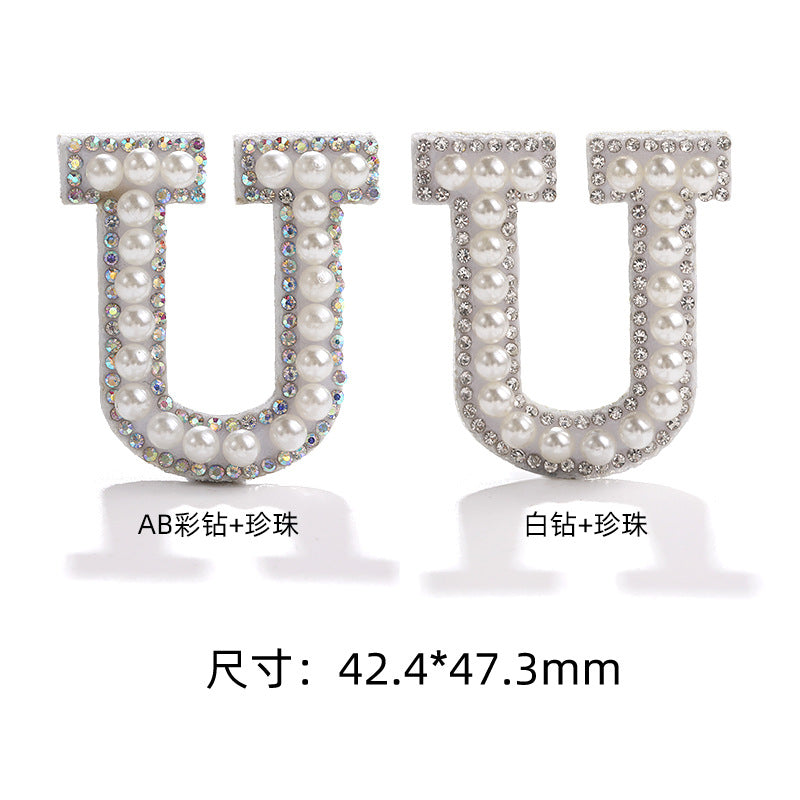 English Letter Hot Patch Stickers - 26 Letters White Imitation Pearl DIY Clothing Accessories