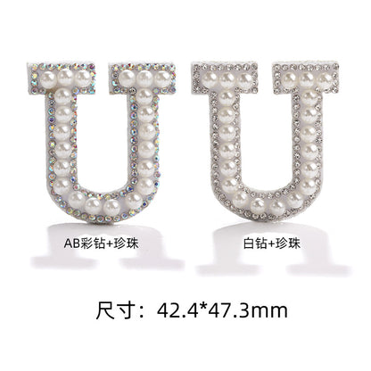 English Letter Hot Patch Stickers - 26 Letters White Imitation Pearl DIY Clothing Accessories