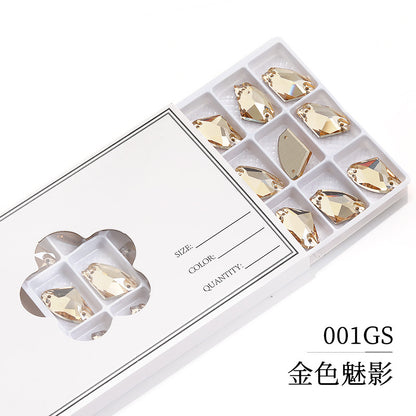 Axe Flat Buckle - Flat Bottom Special-Shaped Hand-Sewn Rhinestones Real Silver Plating Shoe Accessories Luggage Clothing