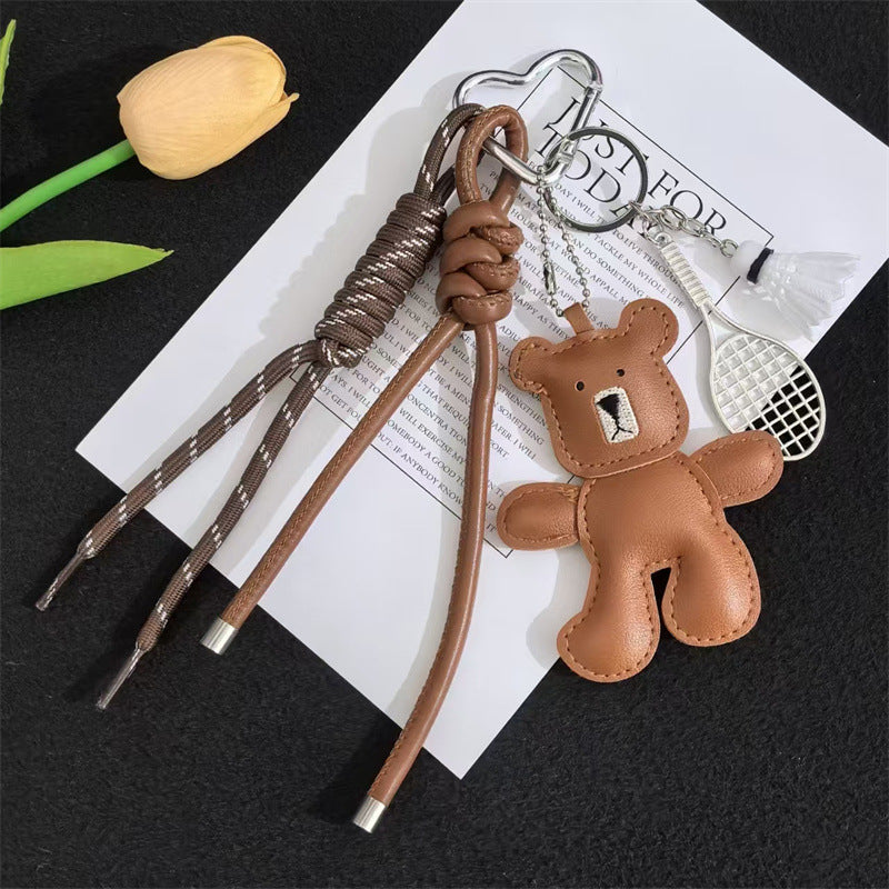 Dumb bear braided lanyard car keychain pendant cartoon cute bag charm mobile phone lanyard cute pendant