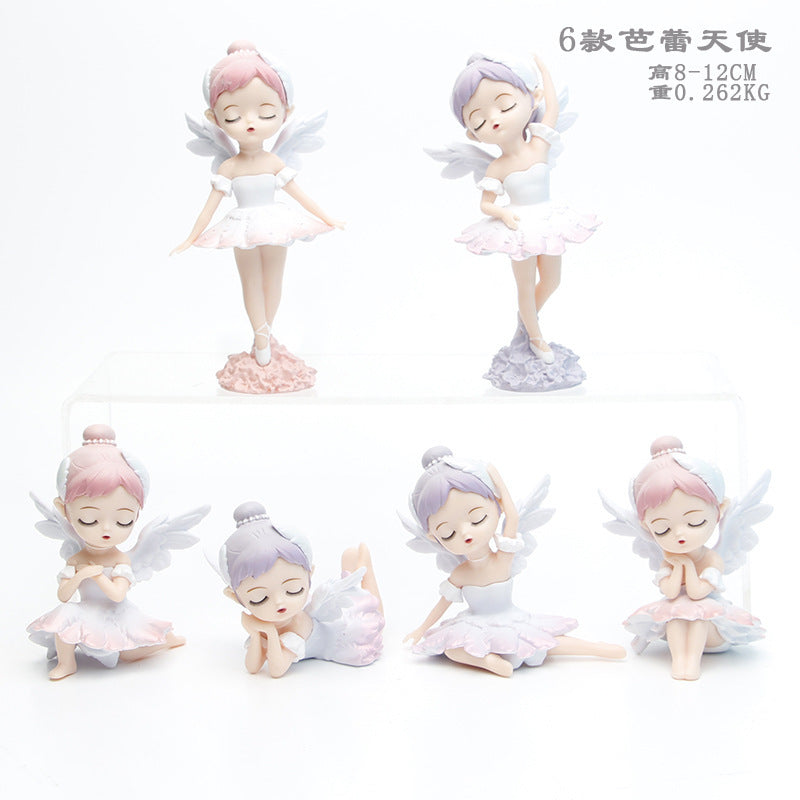Figure Q version macaron princess 6 cake baking decoration ornaments angel baby wishing rainbow princess doll