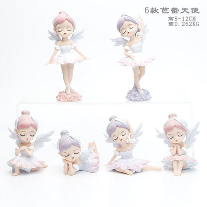 Figure Q version macaron princess 6 cake baking decoration ornaments angel baby wishing rainbow princess doll