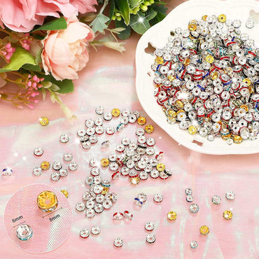 Handmade accessories diamond ring bead separator color bracelet diamond encrusted spacer wheel rim 6 8 10 12mm DIY jewelry accessories