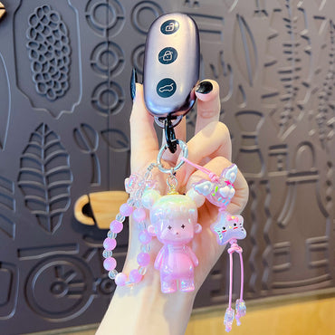 Original electroplating beaded animal mobile phone chain keychain doll pendant miu series bag keychain pendant