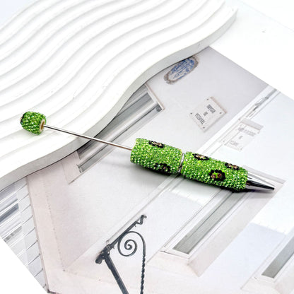 Leopard print full diamond ballpoint pen creative DIY beading pure handmade diamond set ballpoint pen advertising gift pen spot wholesale