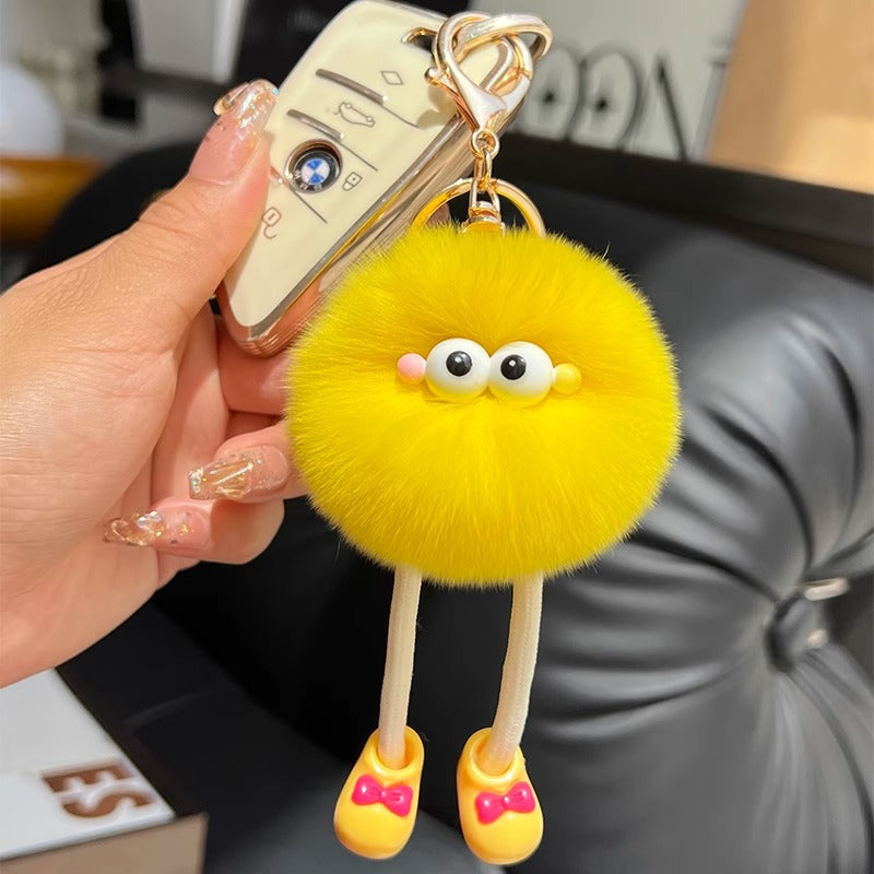 Cute imitation otter rabbit long legs small briquette car keychain pendant plush bag pendant gift doll doll
