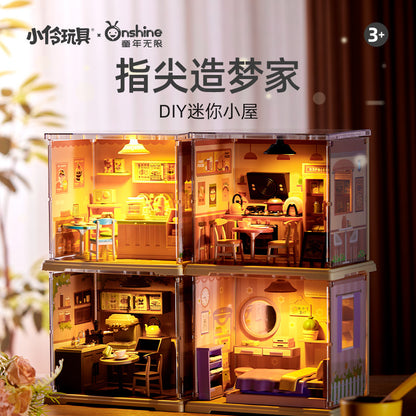 Childhood Infinite Girls DIY Mini Cottage Model Coffee House Dessert Shop Handmade Assembled Xiaoling Toy Gifts