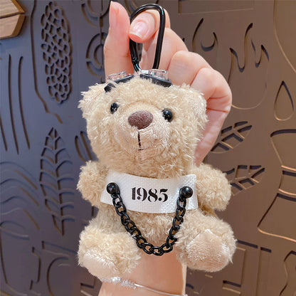 Cartoon Plush Cool Bear Key Chain - School Bag Small Pendant Cute Couple Bag Doll Keychain Gift