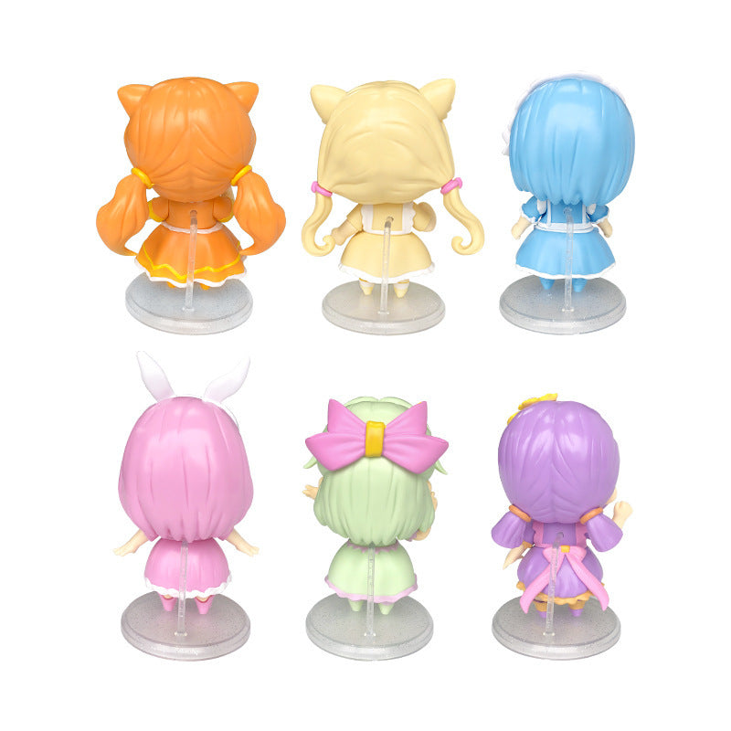 Figure Q version macaron princess 6 cake baking decoration ornaments angel baby wishing rainbow princess doll