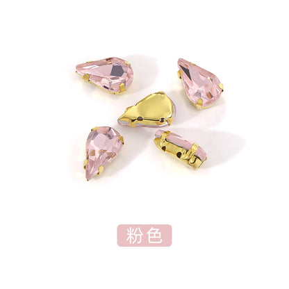 Gold-soled pointed waterdrop glass claw drill, standard cut shoe decorations, wedding dress accessories, crystal accessories, hand-stitched rhinestones with holes