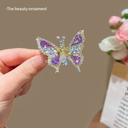 Flower hairpin female hottie photo headgear retro super fairy atmosphere blue beautiful new Chinese side clip hair accessories