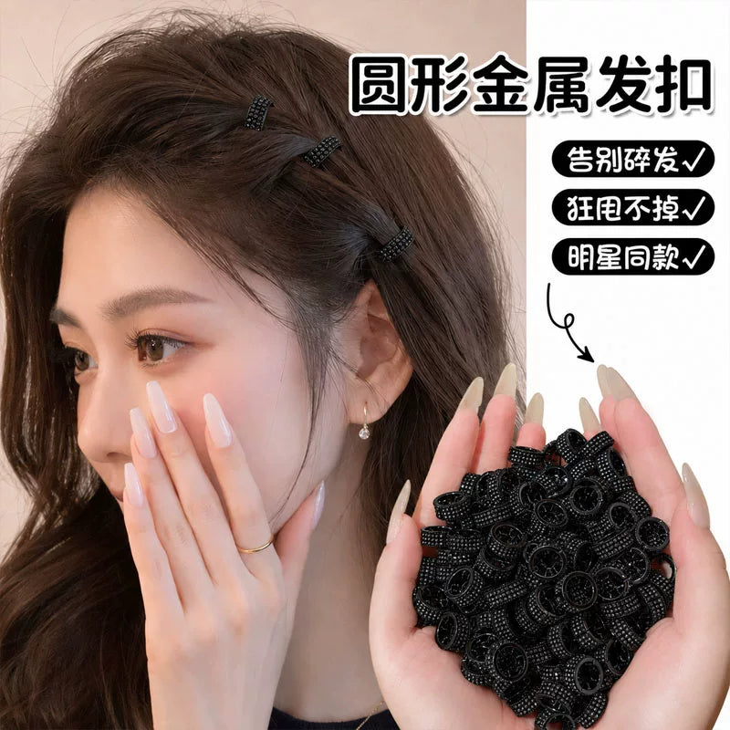 Black hair clip, round metal hair clip, princess head tentacle hair clip, side bangs clip, invisible high crown clip