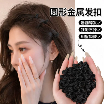 Black hair clip, round metal hair clip, princess head tentacle hair clip, side bangs clip, invisible high crown clip