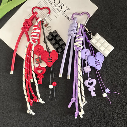Creative Acrylic Love Braided Rope Women's Bag Keychain Pendant Student School Bag Keychain Pendant Gift
