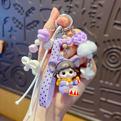 Handmade DIY cute grain zorra hand rope buckle pendant cute cartoon girl heart bag doll doll charm wholesale